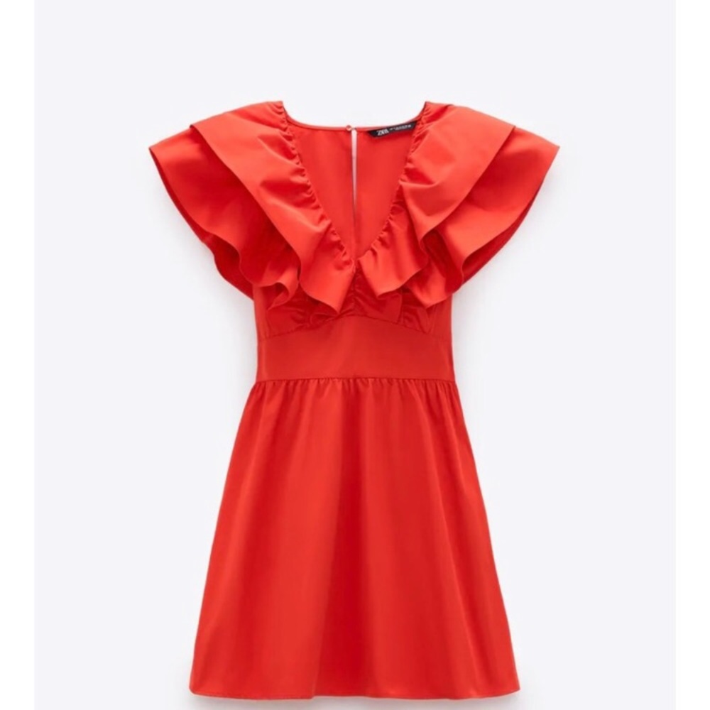 NWOT Red Zara Ruffle Mini Dress